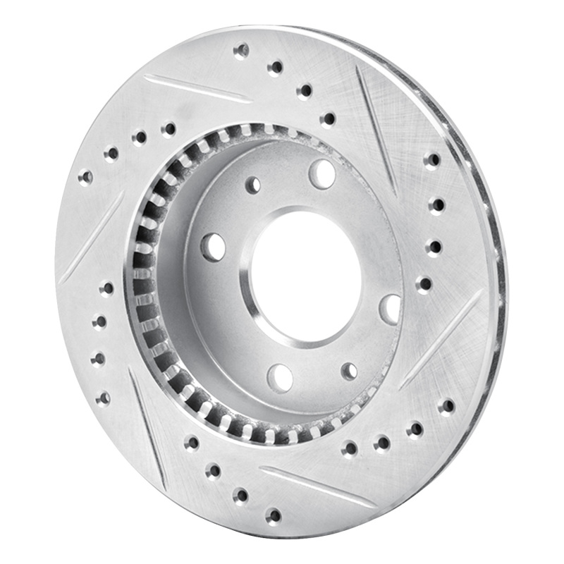 Nissan Lucino Brake Rotor (1) - Front Left - R1 Concepts - Drilled & Slotted - Silver - `95-`00